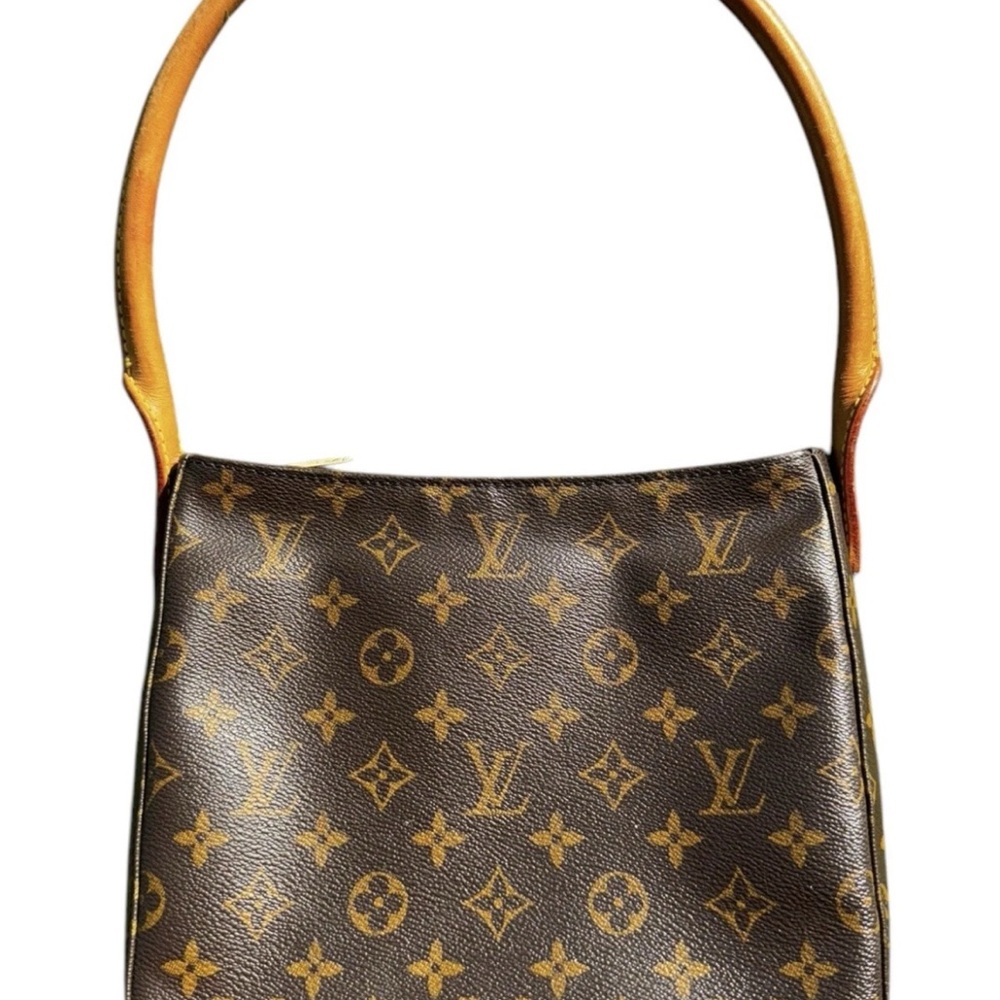 Louis Vuitton Brown and Gold Shoulder Bag with Iconic Monogram